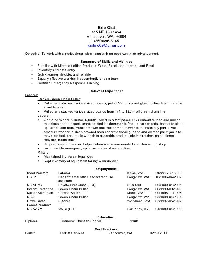 resume for a painter