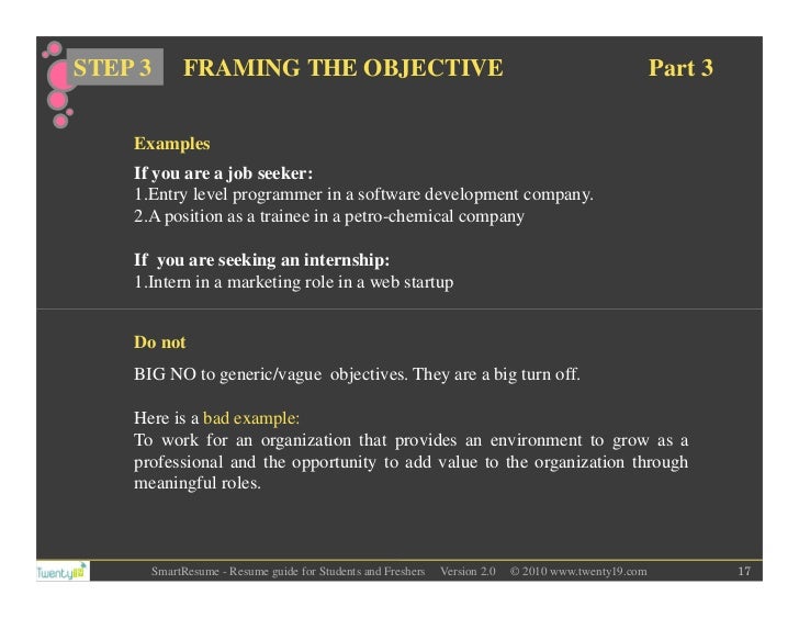 what to write in the objective part of a resume