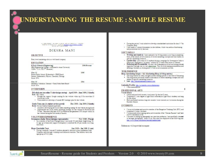 Fresher sample resume download