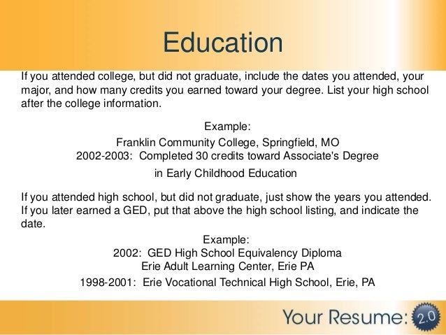 resume 2 0 how do you put high school diploma on resume