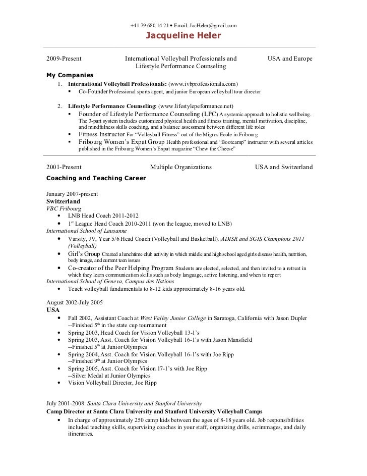 athletic coach resumes