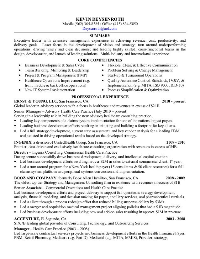 healthcare management resumes