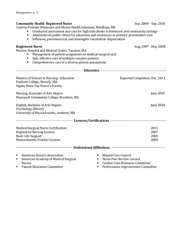 medical surgical nursing resume