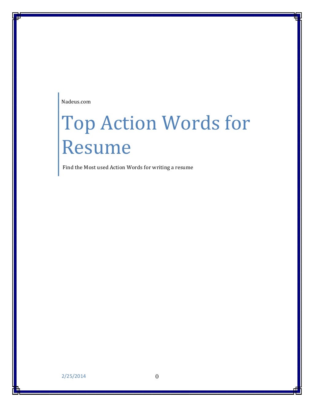 Resume action words