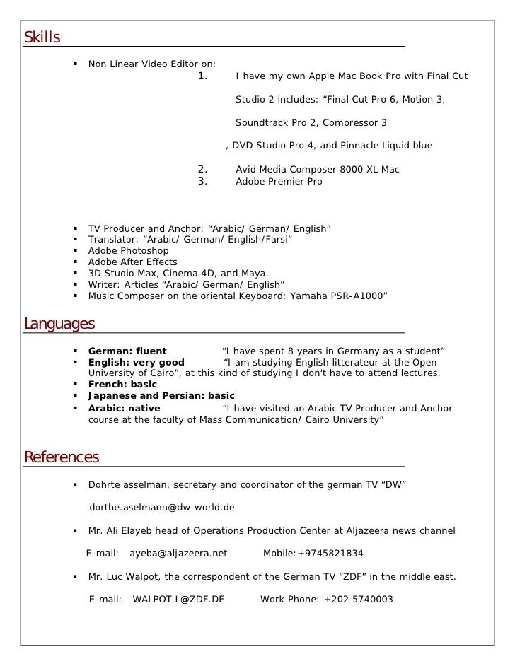 correspondent resume