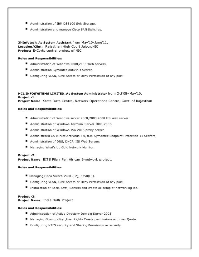 Active directory specialist resume