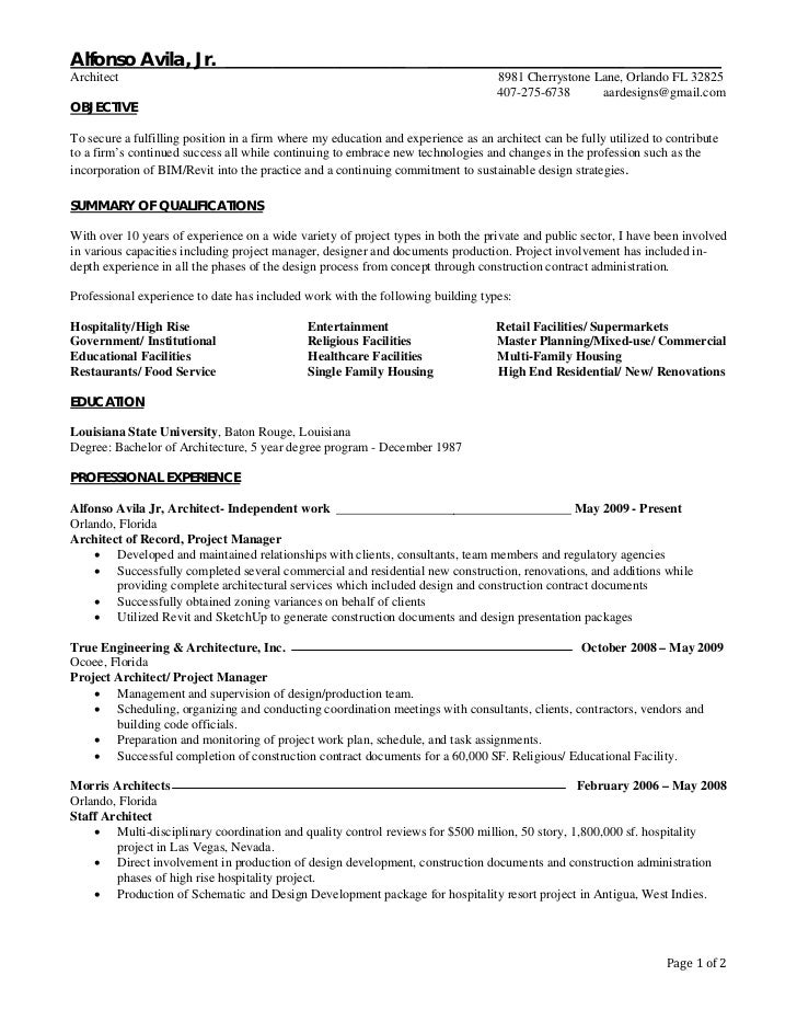 Resume Al Avila 2012