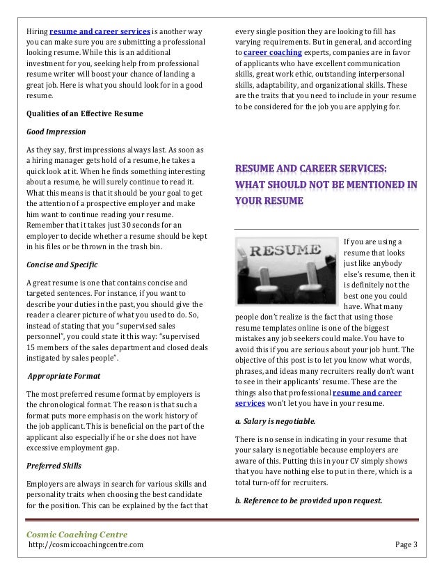 resume and career services