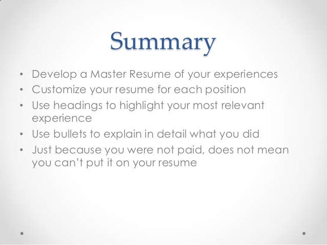 career development workshop resume and cover letter basics