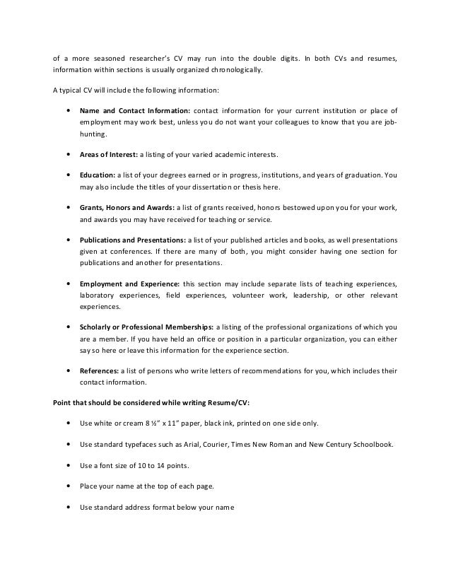 information to include in a resumes