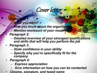 Job Paragraph Resume and job application | PPSX