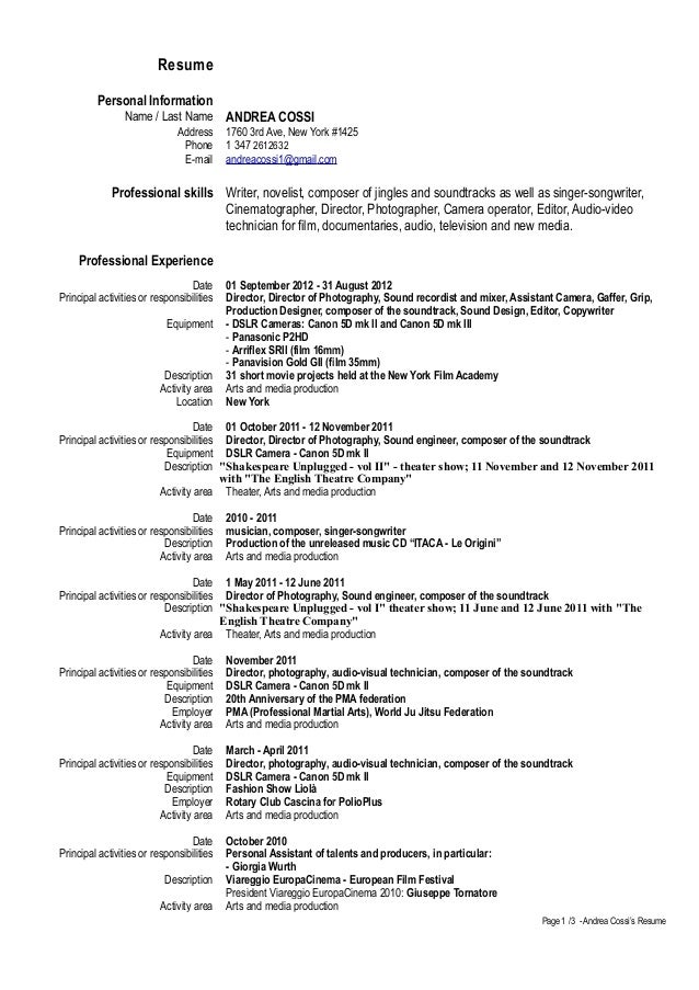 sound engineer resume sample