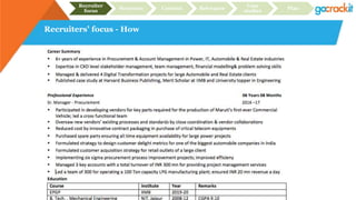 Recruiters’ focus - How
Recruiter
focus
Structure Content Relevance
Case
studies
Plan
 