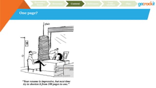 One page?
Recruiter
focus Structure Content Relevance
Case
studies Plan
 