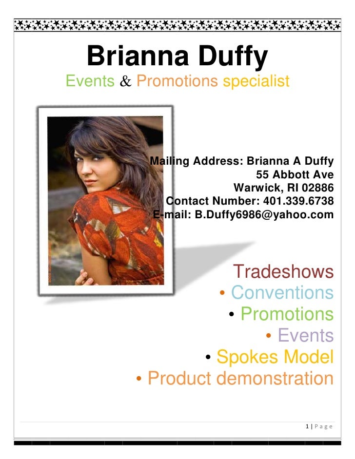 promotional model resumes