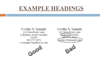 EXAMPLE HEADINGS
 