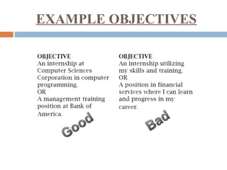 EXAMPLE OBJECTIVES
 