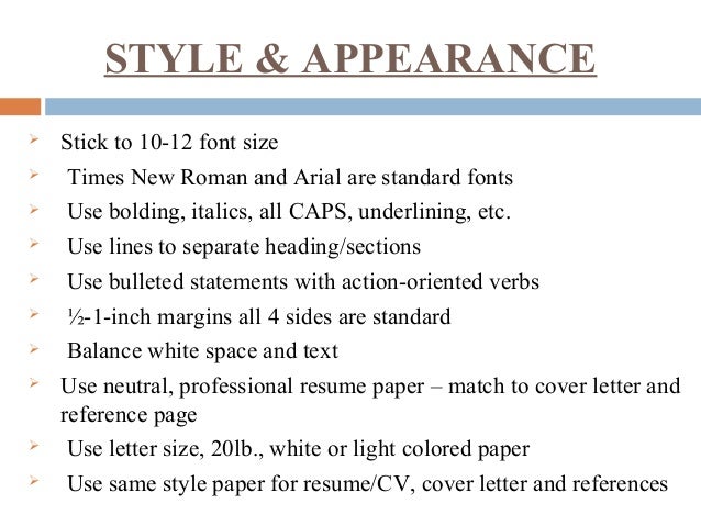 resume heading fonts
