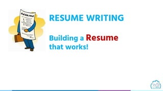 RESUME WRITING
Building a Resume
that works!
 