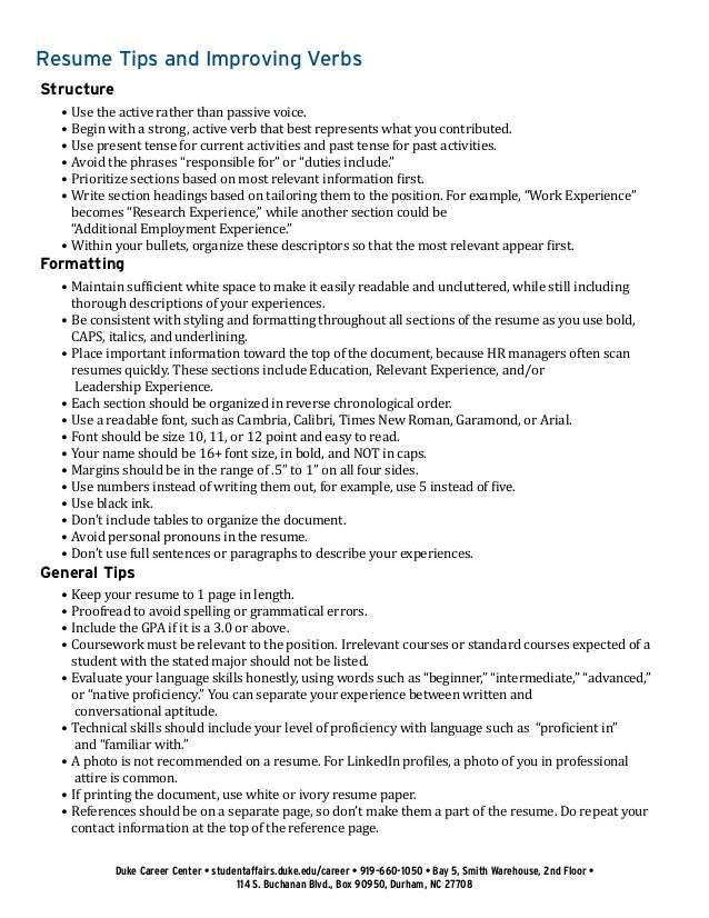 undergraduate student resume collection