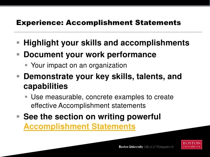 measurable accomplishments