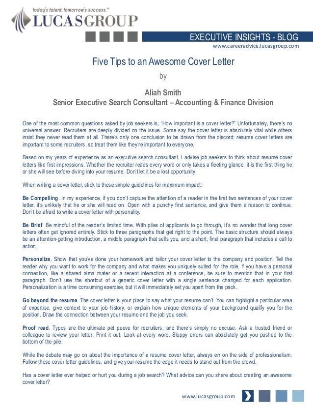 Five Tips To An Awesome Cover Letter