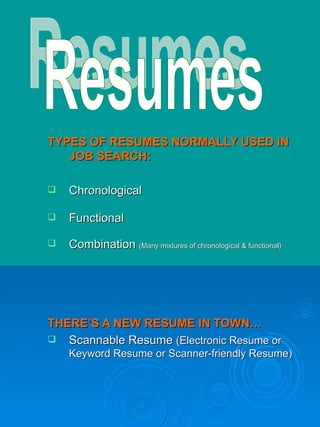 Resume and Coverletter Workshop, 2009 | PPT