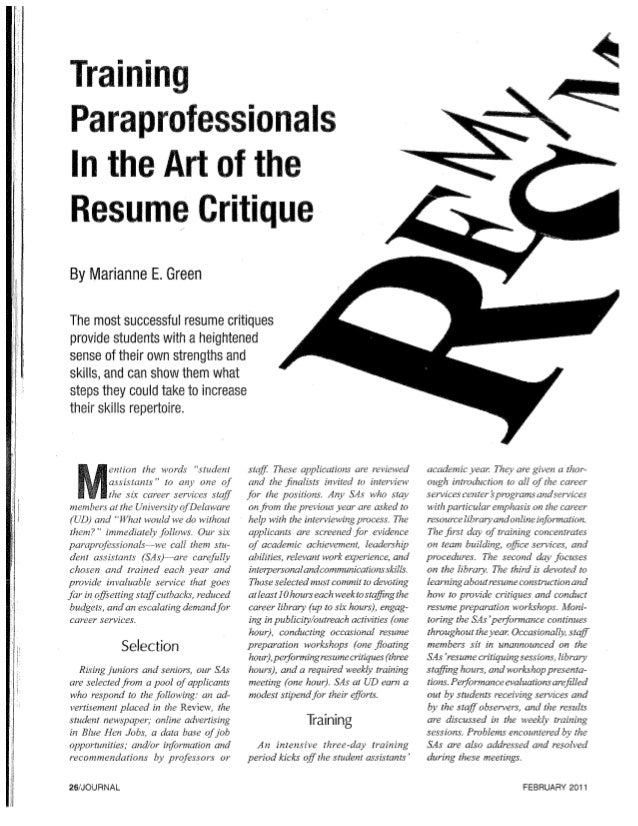 resume critique article resume critiques