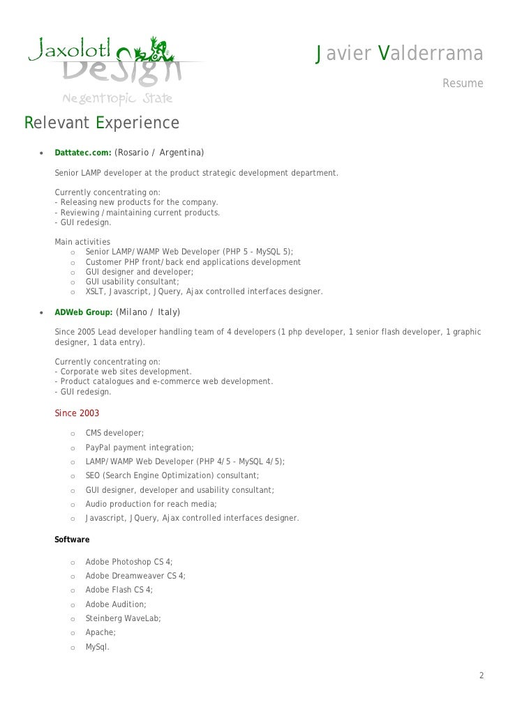 senior php developer resume sle resume cv senior php developer javier valderrama senior php developer resume sle resume cv senior php developer javier valderrama
