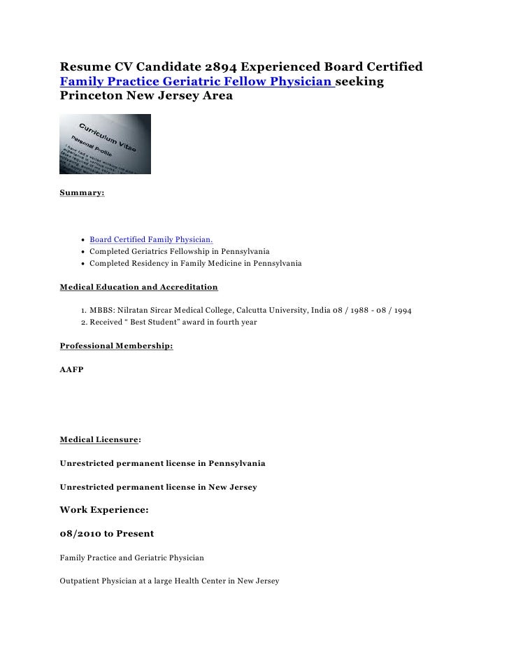 Doctor education and resume ca