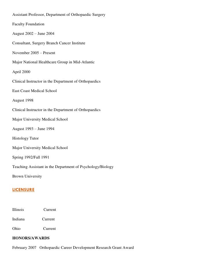 example of medical resumes
