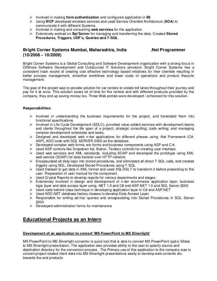 asp programmer resume