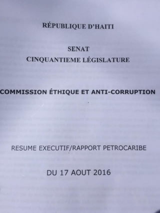 Resume du rapport de la commission anti corruption du senat