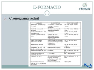 E-FORMACIÓ

7. Cronograma reduït
 