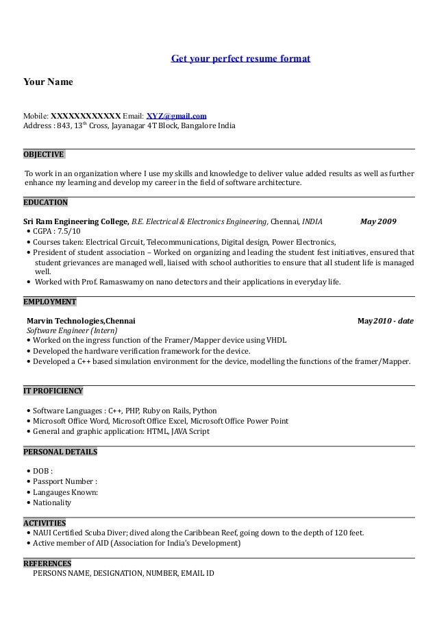 resume format for freshers download resume sample for freshers engineers