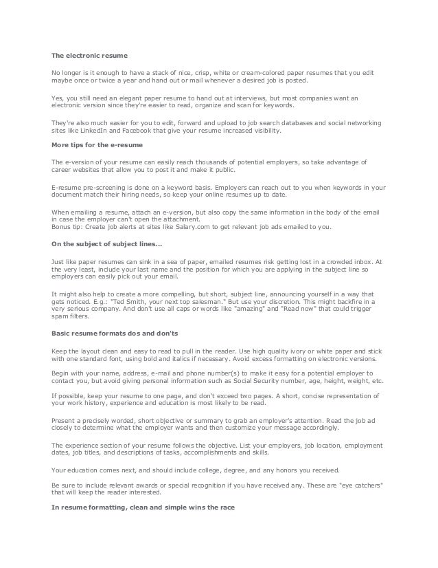 Resume Formats