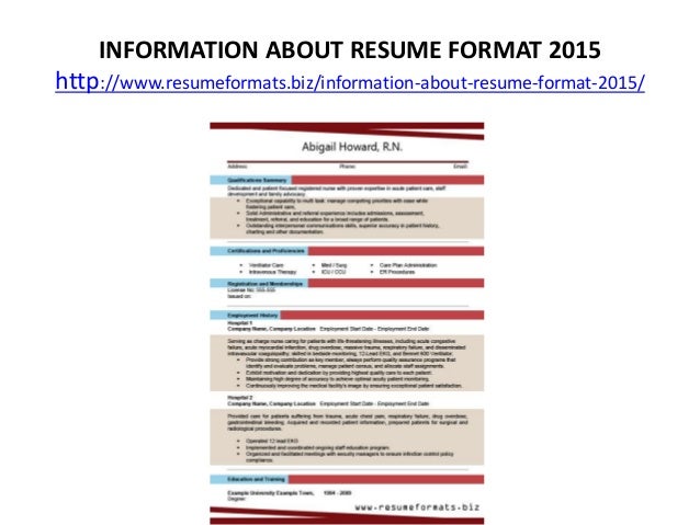 resume formats format for resume 2015