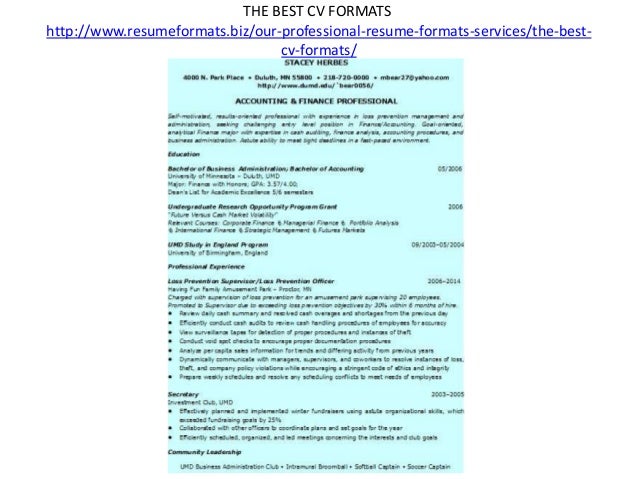 cv formats
