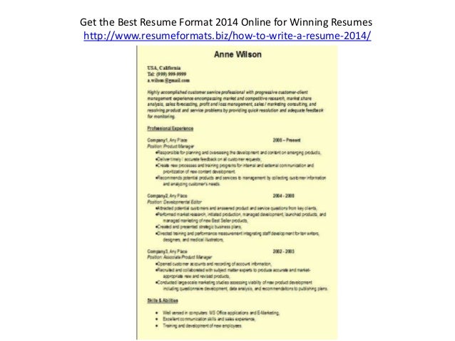 2014 best resume format