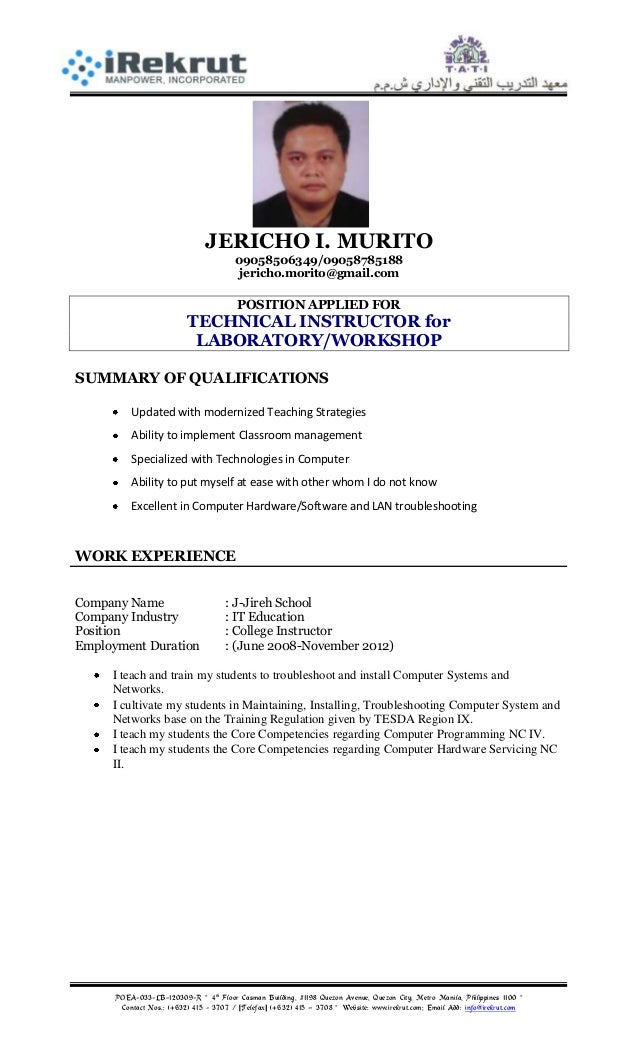 Resume format (tati)