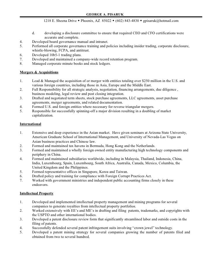 resume additional experience as business legal professional