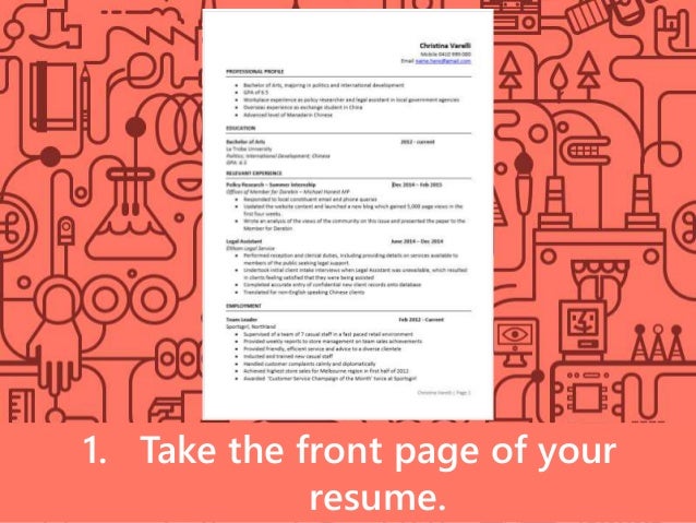 resume front page