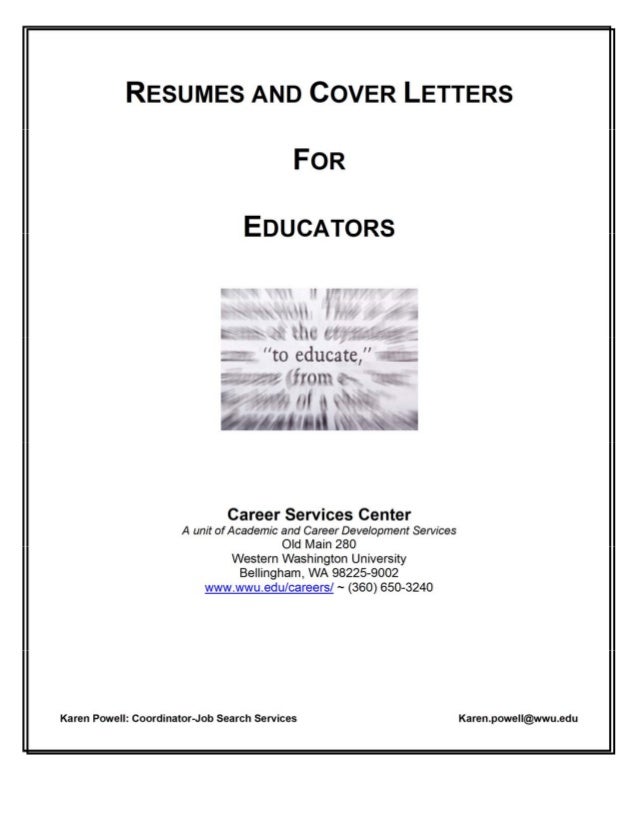 resumehandout foreducators wwu cover letter