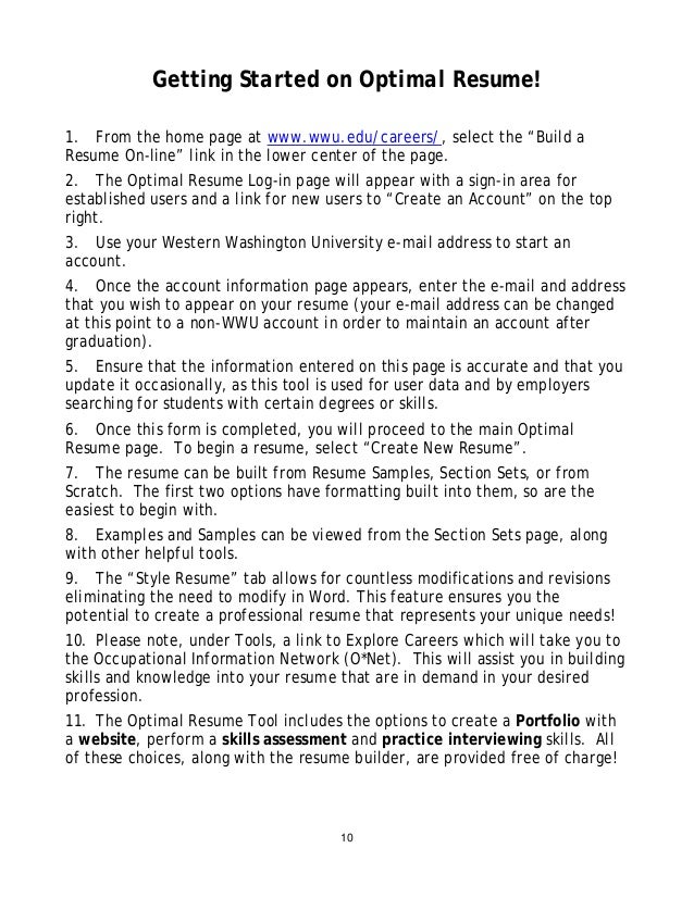 resumehandout foreducators optimal resume wwu