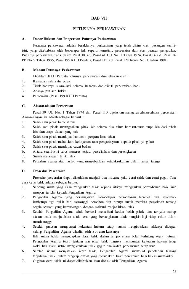 Contoh Makalah Dasar Hukum Dan Pengertian Putusnya Perkawinan Kobong Ilmu