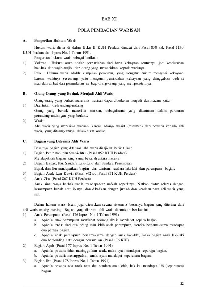 Analisa Perbandingan Hukum Waris Islam Kuh Perdata Bw