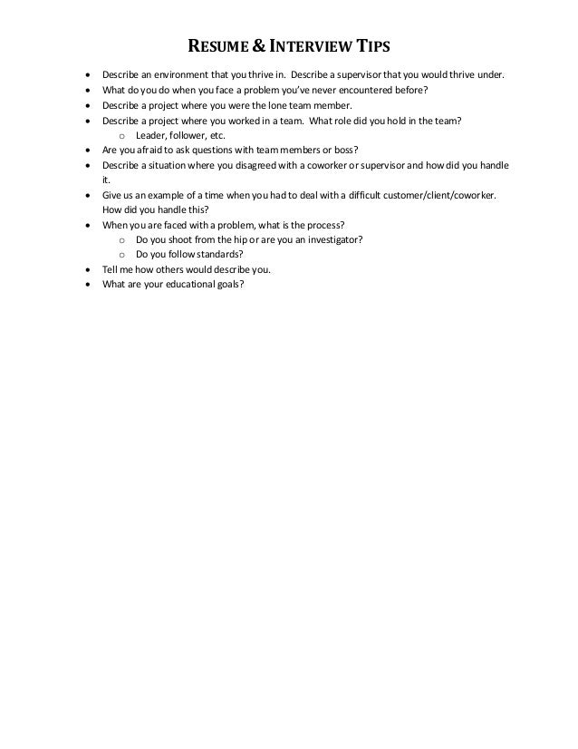 resume and interview tips