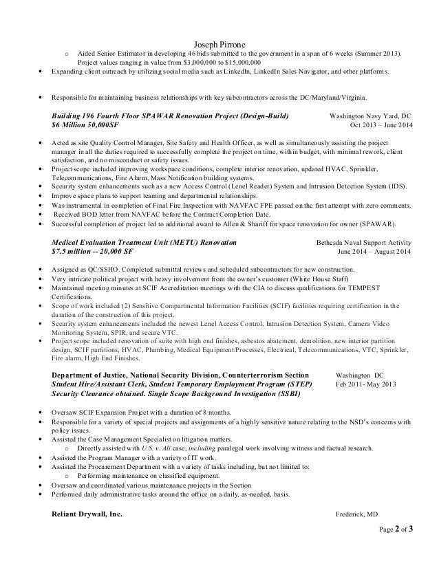 resume joseph pirrone 11 2014 fire safety officer resume