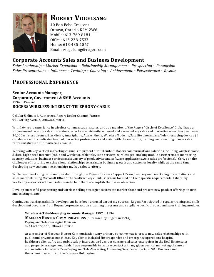 resume july 29 2010 robert vogelsang territory sales and