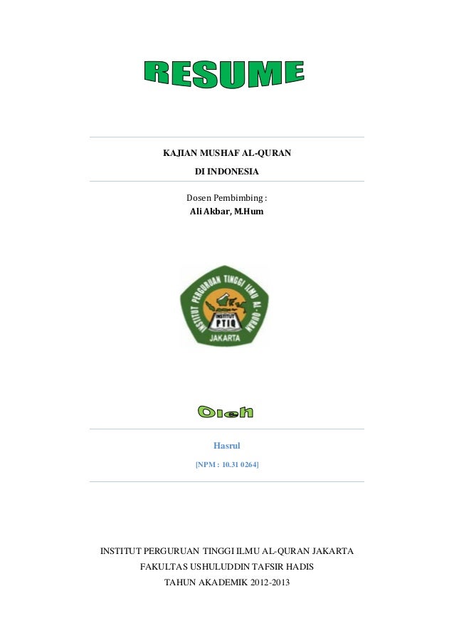 Resume Kajian Mushaf al-Quran Indonesia pdf